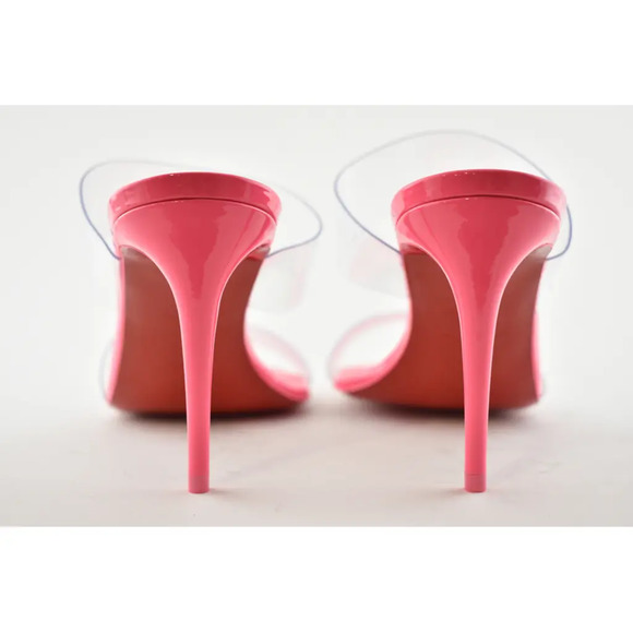Christian Louboutin Just Nothing 85 Pink Patent PVC Sandal Mule Heel Pump 36.5 - Picture 11 of 12